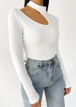 Pulls L Cardigans^Outfitbook Pull en maille côtelé avec découpe BLANC
