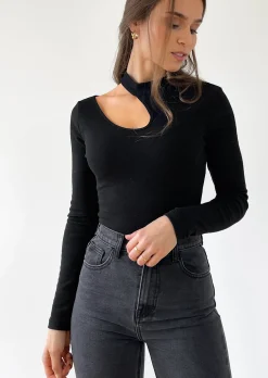 Pulls L Cardigans^Outfitbook Pull en maille côtelé avec découpe NOIR