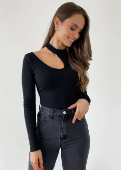 Pulls L Cardigans^Outfitbook Pull en maille côtelé avec découpe NOIR