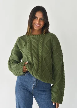 Pulls L Cardigans^Outfitbook Pull en maille épaisse torsadée VERT