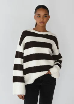 Pulls L Cardigans^Outfitbook Pull en maille rayures BLANC