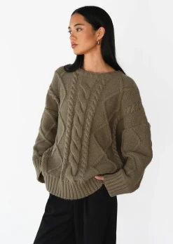 Pulls L Cardigans^Outfitbook Pull en maille torsadée TAUPE