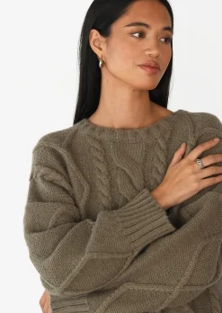 Pulls L Cardigans^Outfitbook Pull en maille torsadée TAUPE