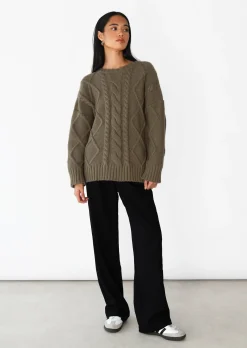Pulls L Cardigans^Outfitbook Pull en maille torsadée TAUPE
