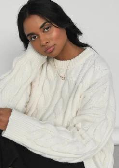 Pulls L Cardigans^Outfitbook Pull en maille torsadée BLANC