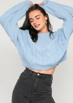 Pulls L Cardigans^Outfitbook Pull en maille torsadée BLEU
