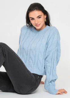 Pulls L Cardigans^Outfitbook Pull en maille torsadée BLEU