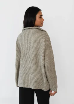 Pulls L Cardigans^Outfitbook Pull en maille zippé TAUPE