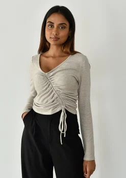 Pulls L Cardigans^Outfitbook Pull froncé BEIGE