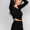 Pulls L Cardigans | Hauts^Outfitbook Pull froncé sur les côtés noir