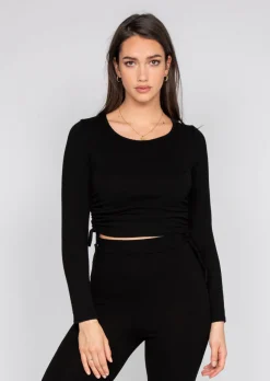 Pulls L Cardigans | Hauts^Outfitbook Pull froncé sur les côtés noir