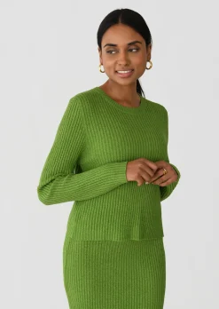 Pulls L Cardigans^Outfitbook Pull maille côtelée col rond VERT