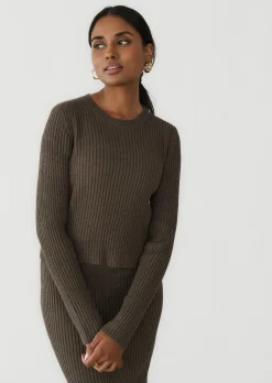 Pulls L Cardigans^Outfitbook Pull maille côtelée col rond MARRON