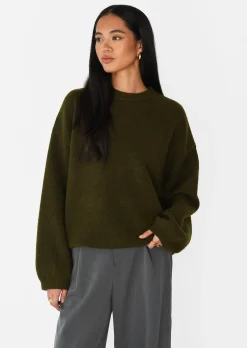 Pulls L Cardigans^Outfitbook Pull maille oversize col rond KHAKI