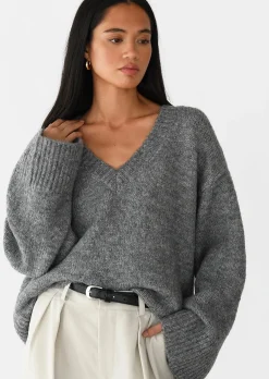 Pulls L Cardigans^Outfitbook Pull maille oversize col V GRIS