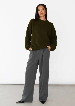 Pulls L Cardigans^Outfitbook Pull maille oversize col rond KHAKI