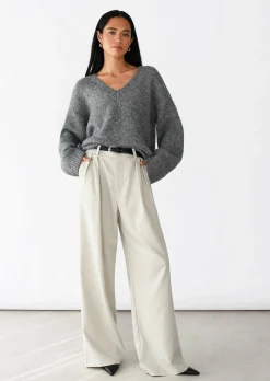 Pulls L Cardigans^Outfitbook Pull maille oversize col V GRIS