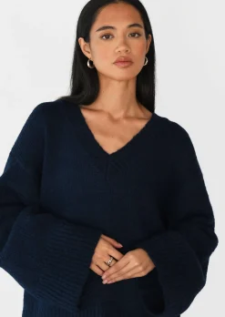 Pulls L Cardigans^Outfitbook Pull maille oversize col V BLEU