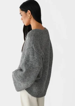 Pulls L Cardigans^Outfitbook Pull maille oversize col V GRIS