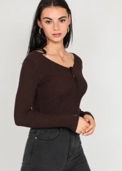Pulls L Cardigans^Outfitbook Pull à découpe MARRON