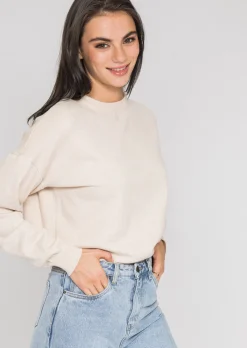 Pulls L Cardigans^Outfitbook Pull oversize col rond en maille beige TAUPE
