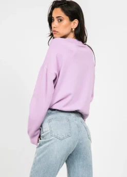 Pulls L Cardigans^Outfitbook Pull oversize col rond en maille LAVANDE
