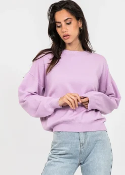 Pulls L Cardigans^Outfitbook Pull oversize col rond en maille LAVANDE