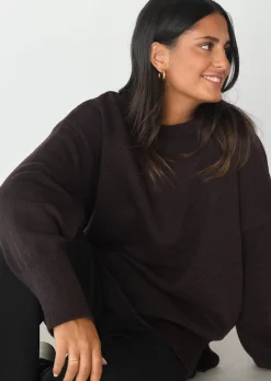 Pulls L Cardigans^Outfitbook Pull oversize en maille fendu sur les côtés MARRON