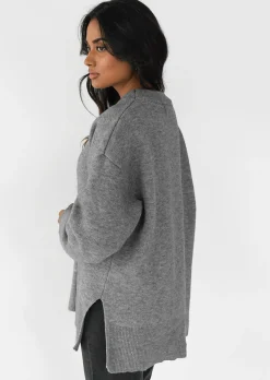 Pulls L Cardigans^Outfitbook Pull oversize en maille fendu sur les côtés GRIS