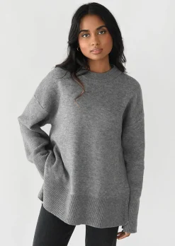 Pulls L Cardigans^Outfitbook Pull oversize en maille fendu sur les côtés GRIS