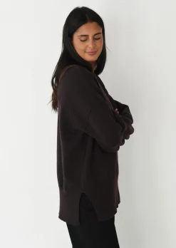 Pulls L Cardigans^Outfitbook Pull oversize en maille fendu sur les côtés MARRON