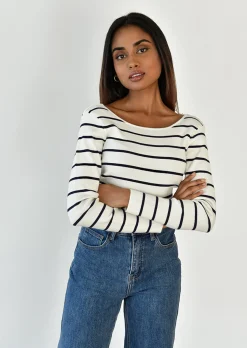Pulls L Cardigans^Outfitbook Pull rayé blanc BEIGE
