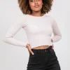 Pulls L Cardigans | Hauts^Outfitbook Pull pâle avec ourlet à volant rose