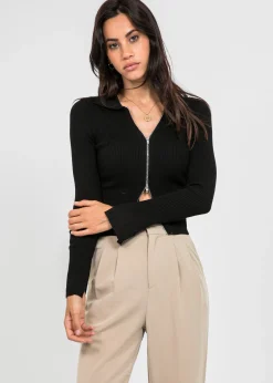 Pulls L Cardigans^Outfitbook Pull zippé avec col à revers noir