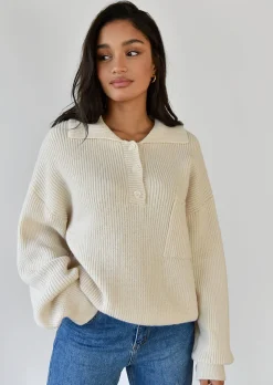 Pulls L Cardigans^Outfitbook Pull-over maille col polo BEIGE