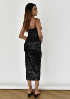 Robes^Outfitbook Robe à sequins fendue NOIR