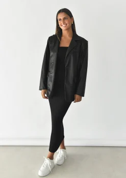 Robes^Outfitbook Robe bandeau en maille côtelée NOIR