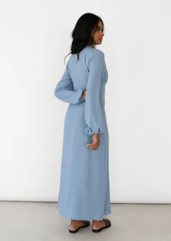 Robes^Outfitbook Robe boutonnée à manche longue BLEU