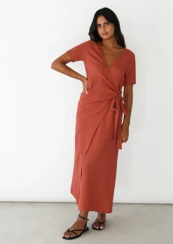 Robes^Outfitbook Robe cache coeur en coton ROUILLE