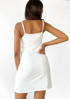 Robes^Outfitbook Robe courte col carré fendue BLANC