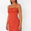 Robes^Outfitbook Robe courte fleurie ROUGE