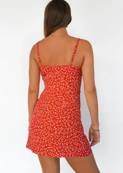 Robes^Outfitbook Robe courte fleurie ROUGE