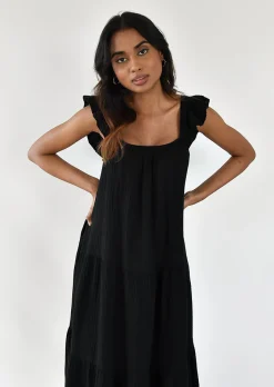 Robes^Outfitbook Robe en coton volantée NOIR