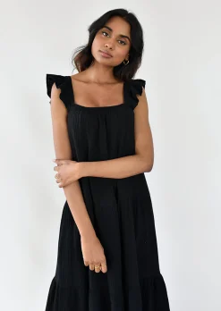 Robes^Outfitbook Robe en coton volantée NOIR