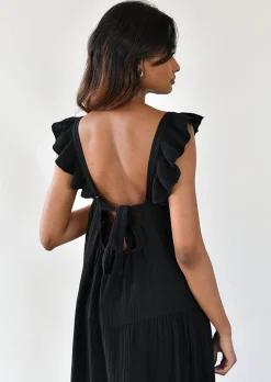 Robes^Outfitbook Robe en coton volantée NOIR
