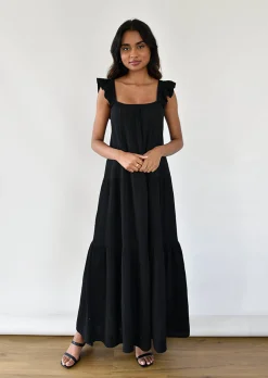 Robes^Outfitbook Robe en coton volantée NOIR