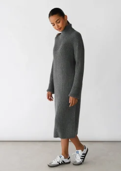 Robes^Outfitbook Robe en maille côtelée à col roulé GRIS