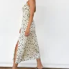 Robes^Outfitbook Robe en satin fendue à bretelles fines