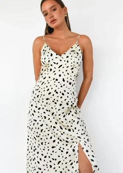 Robes^Outfitbook Robe en satin fendue à bretelles fines