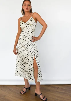 Robes^Outfitbook Robe en satin fendue à bretelles fines